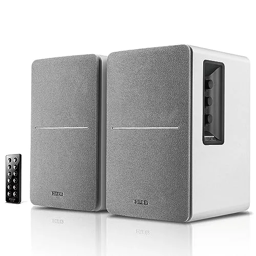 Edifier Studio R1280DB 2.0 - Aktivboxen in Weiß/Silber, Bluetooth-fähig mit 2x 21W Leistung und Fernbedienung für vielseitige Anwendungen
