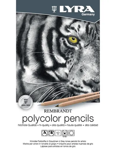 Lyra Rembrandt Polycolor Grey Tin Box 12 pcs
