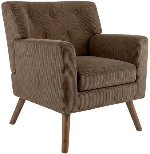 CLP Sessel Kioni Cordbezug dunkelbraun - Auflagen & Polster: Eleganter Polstersessel mit strapazierfähigem Cordbezug, ideal zum Entspannen und für gesellige Runden. Belastbar bis 150 kg, perfekt für Wohnzimmer und Empfangsbereiche.