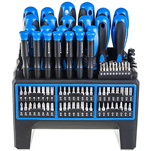 HÖGERT TECHNIK - Schraubendreher und Bits Set 114 Stk, Universelles Werkzeuge Set, inkl. Schraubendreher, Nensechskantschlüssel, Schwarz/Blau