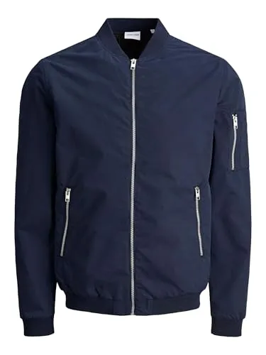 Herren JACK & JONES Leichte Bomber Jacke Plus Size - Funktionsjacken: Einfarbige, dünne Bomberjacke mit Reißverschluss und praktischen Seitentaschen für optimalen Tragekomfort.