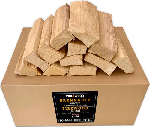 PINI Grillholz OHNE RINDE Buche 30 Kg - Premium Brennholz aus 100% Buche, ideal für Pizzaofen, Grill und Kamin. Hoher Brennwert und intensives Raucharoma für perfektes Grillvergnügen.