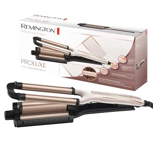 REMINGTON PROluxe 4-in-1 Welleneisen - vielseitiges Haarstylinggerät, für Wellen, Locken und glattes Haar in einem