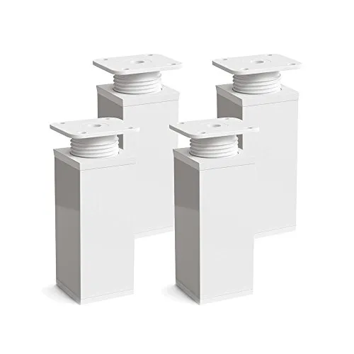 Sossai Möbel-Füße MFV1, 4er Set, weiß, 100 mm Höhe, Vierkantprofil 40 x 40 mm, höhenverstellbar, für Sideboards und Kommoden