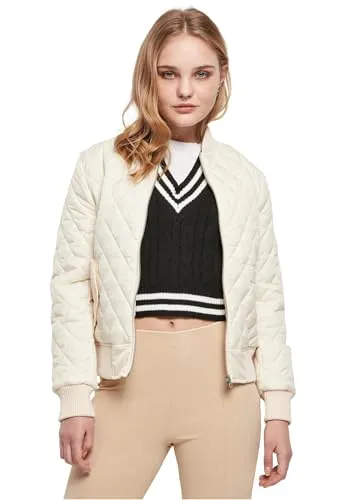 Urban Classics Damen Diamond Quilt Nylon Jacket - Whitesand, XS - Funktionsjacke mit regulärer Passform, lässigem Stil und weichem Material für optimalen Tragekomfort.