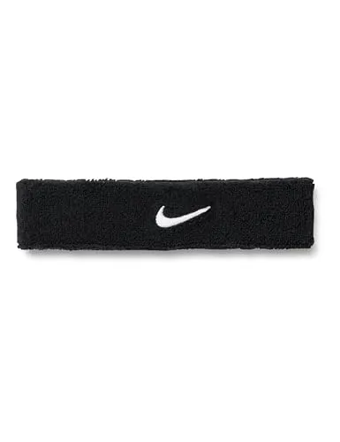Nike Swoosh Classic Headband Stirnband Running Fitness Training Sport Haarband, Black/White, One Size
