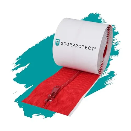 Scorprotect® Selbstklebende Reißverschlüsse rot für Staubschutzwände 2er Set - Tropftücher & Kunststofffolie – Ideal für die Erstellung von Durchgängen in Staubschutzwänden, einfach anzubringen und flexibel einsetzbar.