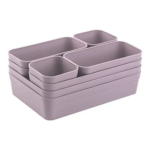 Gariella 1x Schubladen-Organizer Set Aufbewahrungs-Box Einteiler Trenn-System verstellbar Utensilien Stauraum Wohn-Badezimmer Kunststoff flieder