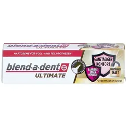 Blend A Dent Ultimate Haftcreme Geschmacksneutral - Zahnpflegeartikel für sicheren Halt von Prothesen, geschmacksneutral für unbeschwertes Essen und Trinken.