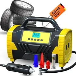 Luftkompressor Autoreifen 230V, Elektrische Kompressor Reifenpumpe Ölfrei Mini Luftpumpe 150PSI, LED-Leuchte für Auto Fahrrad Bälle, Retoo