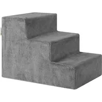 Juskys Haustiertreppe 36 cm - Plüsch-Hundetreppe für Sofa und Bett - Treppen & Stufen für Hunde: Gelenkschonende 3-Stufen-Hundetreppe mit abnehmbarem, waschbarem Plüsch-Bezug; ideal für ältere und kleine Tiere, um bequem zu ihrem Lieblingsplatz zu gelangen.