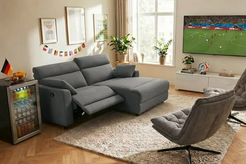 INOSIGN Ecksofa JENNA, L-Form, 209cm - Ecksofa in anthrazit mit manueller und elektrischer Relaxfunktion, ideal für individuelles Wohnen und Entspannung. Inklusive USB A/C und Liegefunktion von 105°-150°.