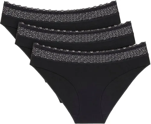 TRIUMPH Feel of Modal Tai 3P Damen Slip, Gr. XS, Schwarz - Funktionsunterwäsche aus weichem Lenzing Modal-Gewebe für höchsten Tragekomfort. Der elegante Tai-Slip mit Spitzenbund vereint Nachhaltigkeit und Stil.