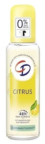 CD Deo Zerstäuber BIO-Zitrone 75 ml - Deo Spray für empfindliche Haut mit 24h-Schutz, dermatologisch getestet und mit Bio-Zitronenextrakt für langanhaltende Citrus-Frische. 96% recyclingfähige Verpackung.