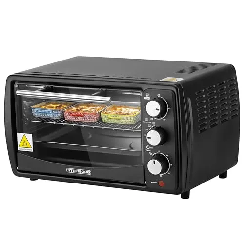 Steinborg Mini Backofen 13 Liter - 900 Watt, vielseitig zum Backen, Grillen und Toasten mit Timer und Krümelblech