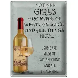 Femer GmbH Metallschild Spruch 30x40cm not all girls made of sugar and, (1 St), gewölbte Oberfläche, abgerundete Ecken, umgeschlagene Kanten