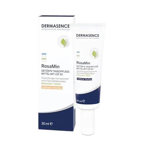Dermasence Rosamin Getönte Tagespflege LSF 50 30 ML - Medizinische Körperpflege, Rötungen kaschierende Tagescreme mit LSF 50, ideal für Couperose und Rosacea neigende Haut. Grüne Pigmente sorgen für einen ebenmäßigen Teint und bieten hohen UV-Schutz.