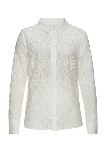 Spitzenbluse mit Hemdblusenkragen von Lascana - Elegante Hemdbluse in semi-transparenter Optik, ideal für festliche Anlässe. Pflegeleichter Materialmix aus Baumwolle und Viskose für höchsten Tragekomfort.