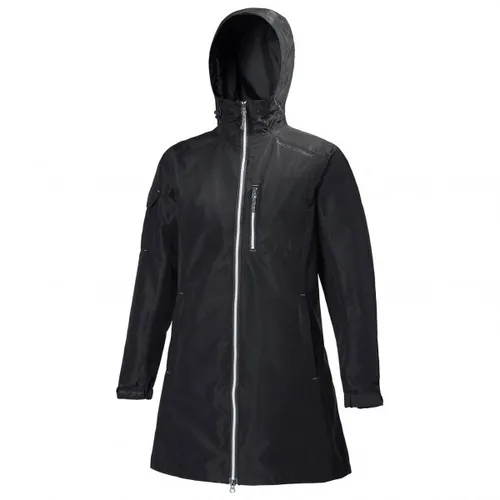 Helly Hansen Women's Long Belfast Jacket - Wasserdichter Mantel in Schwarz, Gr XS - Funktionsjacke in Schwarz mit 2-Wege Front-RV, wasserdicht und winddicht, ideal für den Alltag; 100% Polyester mit DWR-Imprägnierung für besten Schutz.