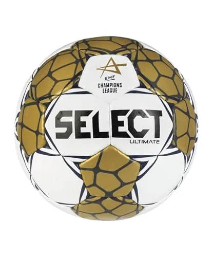 Select Champions League Ultimate Official EHF Handball 200035 - Unisex Handball aus hochwertigem synthetischem Leder, ideal für Turniere und Training, in edlem Gold-Design.