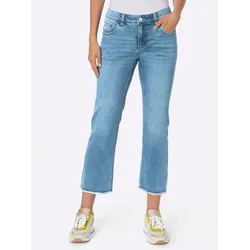 7/8-Jeans HEINE, Damen, Gr. 44, Normalgrößen, blau (blau, stone, washed), 56% Baumwolle, 19% Polyester, 14% Lyocell, 10% Viskose, 1% Elasthan, unifarben, 7/8-Länge, Jeans