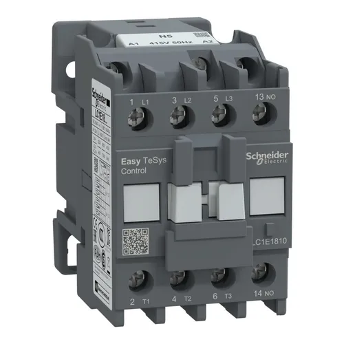 Schneider Electric Leistungsschütz Easy TeSys LC1E1810N5 - Druckschalter, leistungsstark mit 18A bei 415VAC, ideal für zuverlässige Steuerung in industriellen Anwendungen.