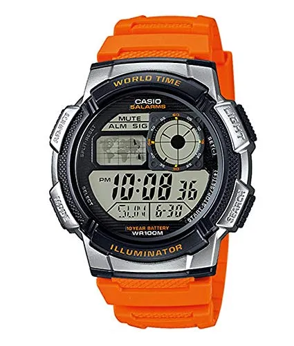 Casio AE-1000W-4BVEF Digital Herrenuhr - Vielseitig und Wasserdicht - Digitaluhr mit Weltzeitfunktion, Stoppuhr und 10 Bar Wasserdichtigkeit - ideal für aktive Nutzer und Reisen.