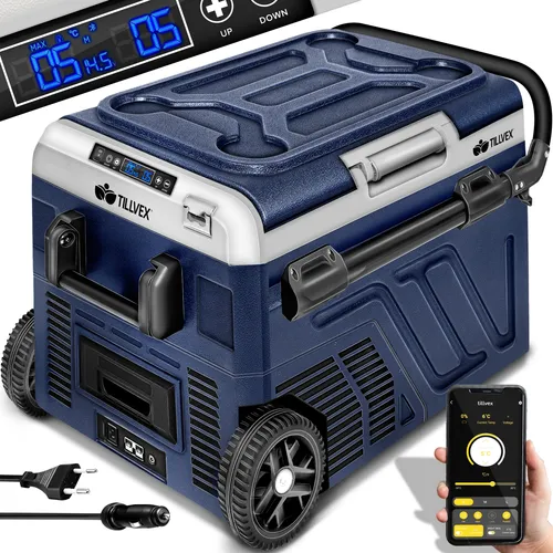 tillvex® Kompressor Kühlbox elektrisch 40-60 Liter - Kühlschrank bis -20 °C mit WIFI-APP-Steuerung - Kühlboxen & Kühltaschen - Genießen Sie maximale Flexibilität mit der tillvex Kühlbox: schnelle Kühlung bis -20 °C, APP-Steuerung und vielseitige Funktionen für Outdoor und Zuhause.