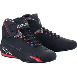 Alpinestars FQ20 Sektor Schuhe - Schwarz/Hellrot - 11 US - Motorradstiefel mit einzigartigem Schnellschnürsystem für individuelle Passform und exzellenten Schutz. Hergestellt aus abriebfester Mikrofaser, ideal für Fabio Quartararo Fans.