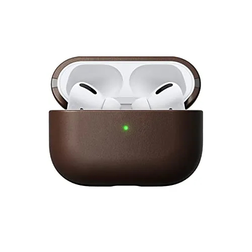 NOMAD Modern Leather Case für Airpods Pro | Robuste Schutzhülle aus Echtleder - Audio-Zubehör: Elegante Schutzhülle aus hochwertigem Echtleder und Polycarbonat, mit gummierten TPE-Bumper für optimalen Stoßschutz und kratzfester Mikrofaser-Verkleidung.