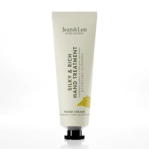 Jean & Len Mini Silky & Rich Hand Treatment Bergamot & Cedarwood, praktische Reisegröße, für weiche Hände, Handcreme mini, ohne Parabene & Silikone, vegan, 30 ml