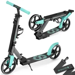Movino Infinity Scooter | Klappbarer City Roller mit Flaschenhalter - Kickscooter für Kinder und Erwachsene, leicht mit 3,7 kg, große 200mm Räder für höhere Geschwindigkeiten und praktische Features wie höhenverstellbares Lenkrad und Transportgurt.