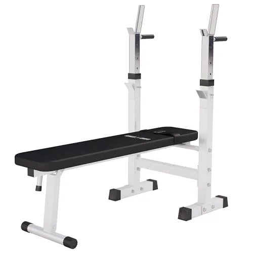 GORILLA SPORTS Hantelbank Ablage, Verstellbar und Klappbar - Hantelbänke mit verstellbarer Ablage für flexibles Training, maximal 200 kg belastbar, platzsparend klappbar und ideal für jedes Workout.