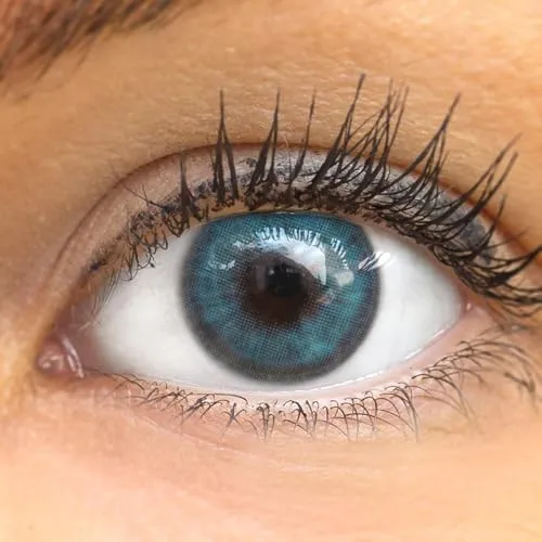 GLAMLENS Kontaktlinsen Blau farbig 'Lugo Blue' ohne Stärke farbige blaue Monatslinsen weiche Linsen soft Hydrogel 2 Stück Farblinsen + Linsenbehälter 0.0 Dioptrien natürliche Serie Farben