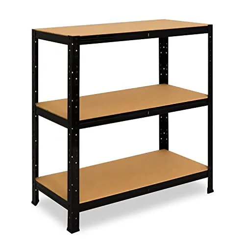 shelfplaza® Schwerlastregal 90x70x50cm Schwarz - Lagerregal Metall mit 3 Böden à 175kg Tragkraft, ideal für Garagen und Keller. Schneller, schraubenfreier Aufbau dank Stecksystem!