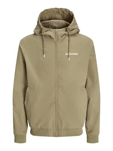 Jack & Jones Blouson JJERUSH HOOD BOMBER NOOS - Modische Funktionsjacke mit Logo Schriftzug - Funktionsjacke in Beige, pflegeleicht und schnell trocknend, ideal für den Alltag oder Freizeitaktivitäten.