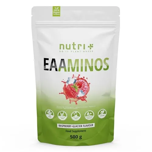 nutri+ Instant EAA Pulver Komplex - Essentielle Aminosäuren - Aminosäuren für Bodybuilder und Sportler, glutenfrei, vegan und hochdosiert mit Piperin für optimalen Muskelerhalt während der Diät. Laborgeprüfte Qualität aus Deutschland.