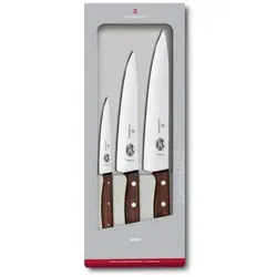 Victorinox Küchenmesser-Set 3-teilig mit Holzgriff - Praktisches Messerset mit 3 hochwertigen Messern aus Stahl und komfortablen Holzgriffen, ideal für präzises Schneiden in jeder Küche.