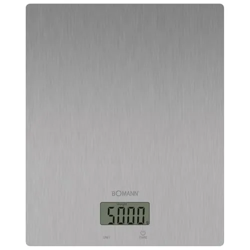 Bomann® Küchenwaage digital | 1gr. Schritte bis 5kg | mit Cup Angabe (Tassen) | ideal für Trend-Rezepte | extra flach | Tara Funktion | Silber | Kitchen Scale | Küchenwage KW 6086 CB