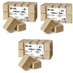 Ziegler Erdenwerk Holzbriketts Ruf Holzbrikett 3x10kg - Brennstoffe - Umweltfreundliche RUF-Holzbriketts aus 100% Nadelholz, hohe Brenndauer, schnell entzündbar und platzsparend lagerbar.