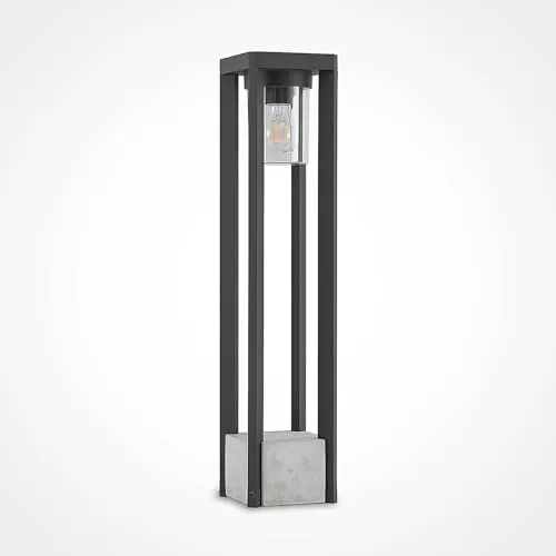 Lucande Pollerleuchte Kalisa, dimmbar - Moderne Pollerleuchte aus dunkelgrauem Aluminium mit klarem Kunststoff-Diffusor, ideal für die stilvolle Ausleuchtung von Außenbereichen. E27 Fassung, IP44 Schutzart.