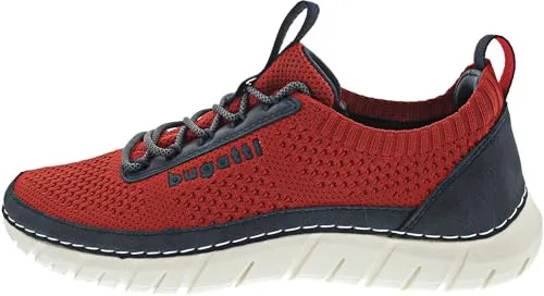 Bugatti Herren-Schnürhalbschuh Compton Rot-Blau - Sneaker für Herren mit bequemer Memory Foam Decksohle, ideal für aktiven Lebensstil. Atmungsaktives Mesh-Obermaterial sorgt für optimale Luftzirkulation.