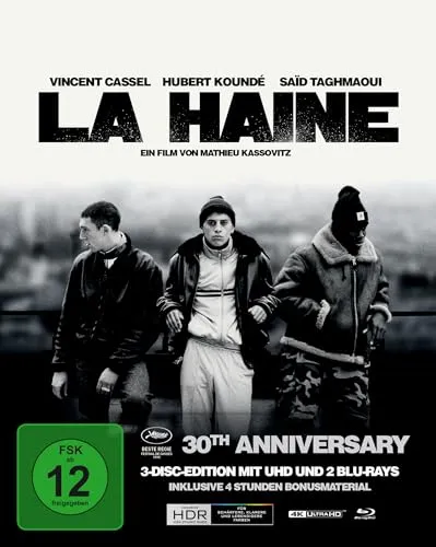 La Haine - Hass (4K UHD) - 3-Disc Mediabook - Limitierte 4K UHD Blu-ray Edition des Action-Thrillers mit Vincent Cassel. Hochwertiges Mediabook für Sammler und Filmfans.