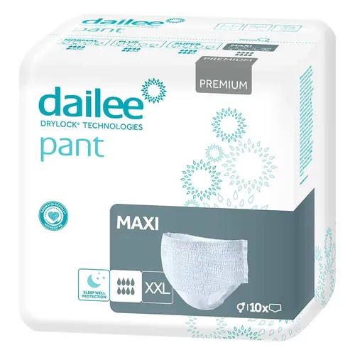 Dailee Pant Premium Maxi XXL - 10 Stück - Maximaler Komfort und diskrete Sicherheit für den Alltag. Diese Inkontinenzpants bieten hohe Saugleistung, elastische Passform und atmetaktives Material für optimale Bewegungsfreiheit.