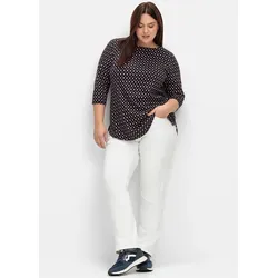 3/4-Arm-Shirt SHEEGO "3/4-Arm-Shirt", Damen, Gr. 56/58, tiefblau, gemustert, 50% Baumwolle, 50% Modal, gemustert, mehrfarbig, 3/4-Ärmel, Shirts