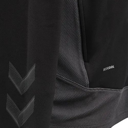 Hummel hmlLEAD POLY ZIP JACKET KIDS Schwarz Größe 128 - Funktionsjacke für Kinder aus leichtem Polyester mit BEECOOL Feuchtigkeitsmanagement. Ideal zum Aufwärmen und als Freizeitkleidung, bietet viel Bewegungsfreiheit und praktische Reißverschlusstaschen.