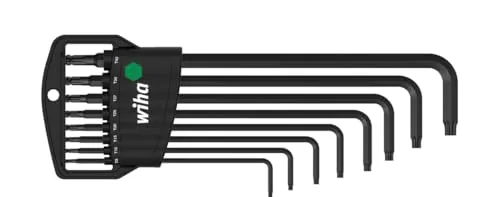 Wiha Stiftschlüssel Set TORX® Kugelkopf 8-tlg. im Classic Halter - Innensechskantschlüssel, ideal für schwer zugängliche Bereiche dank schwenkbarem TORX-Kugelkopf für Winkel von bis zu 25°. Hochwertige Chrom-Vanadium Stahlklingen für lange Lebensdauer und Ergonomie.