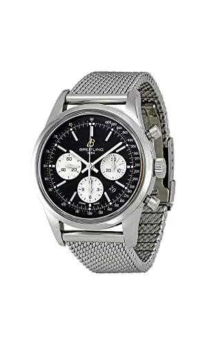 Breitling Transocean Herren-Armbanduhr AB015112-BA59SS mit schwarzem Zifferblatt, Schwarz , Armband