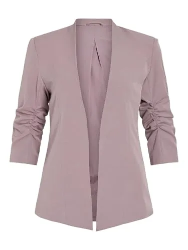 Vila Female Blazer VIHER Körperbetonter 3/4-Arm - Eleganter Damenblazer mit ¾-Ärmeln und Falten-Effekt, aus 63% recyceltem Polyester für nachhaltigen Stil und Komfort.