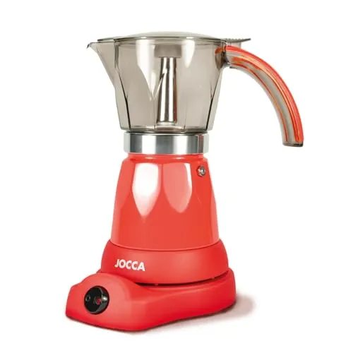Jocca Elektrische Espressokanne - 6 Tassen Kapazität - Kaffeemaschinen mit 360° drehbarer Basis und Warmhaltefunktion für perfekten Espresso; ideal für Kaffeeliebhaber.